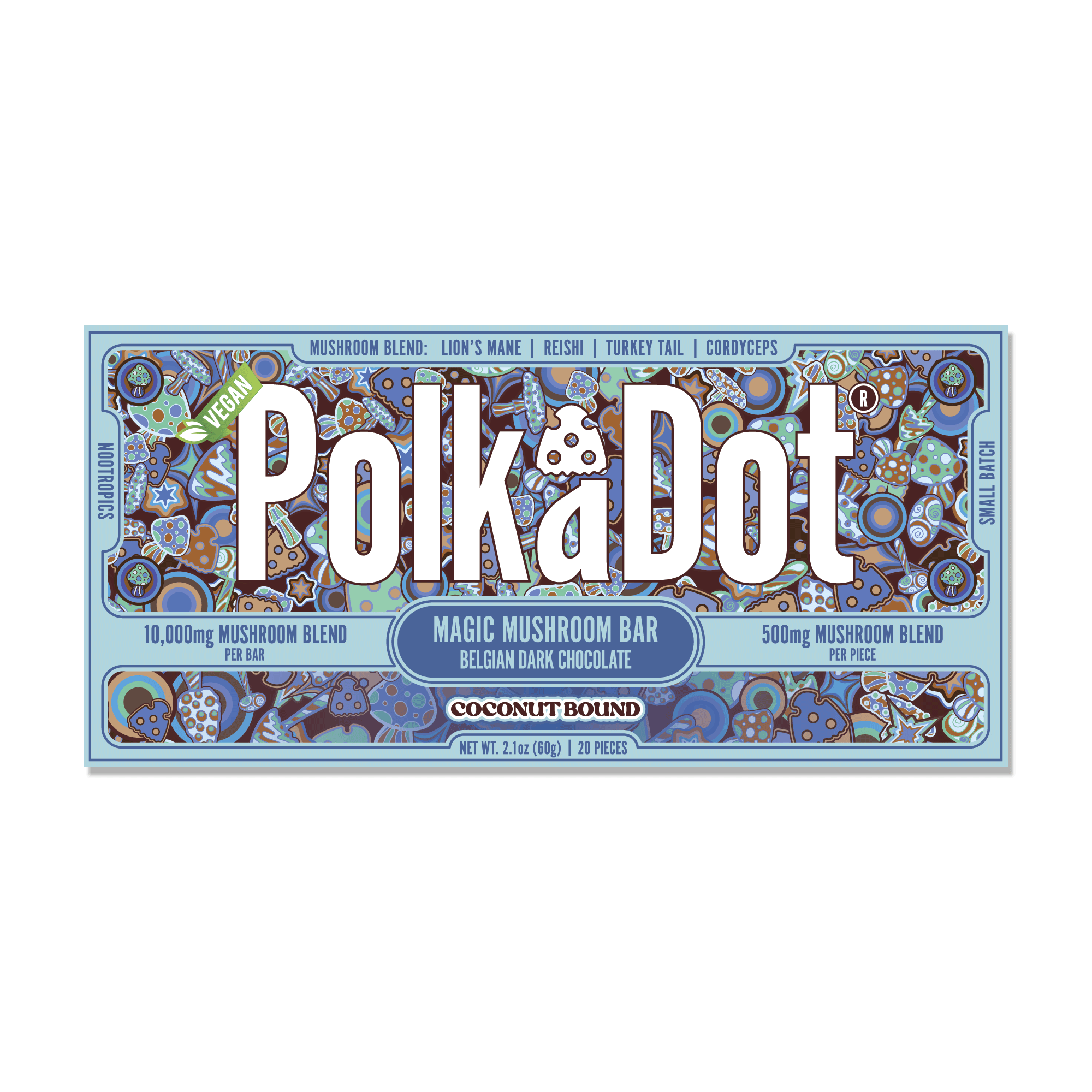 PolkaDot Amanita Mushroom Supplement-Belgian Dark Chocolate-Coconunt Bound (20pc/10g bar) (Copy)